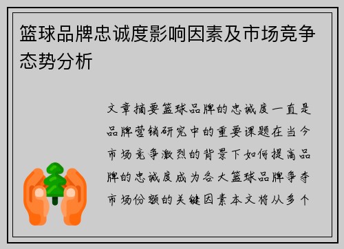 篮球品牌忠诚度影响因素及市场竞争态势分析